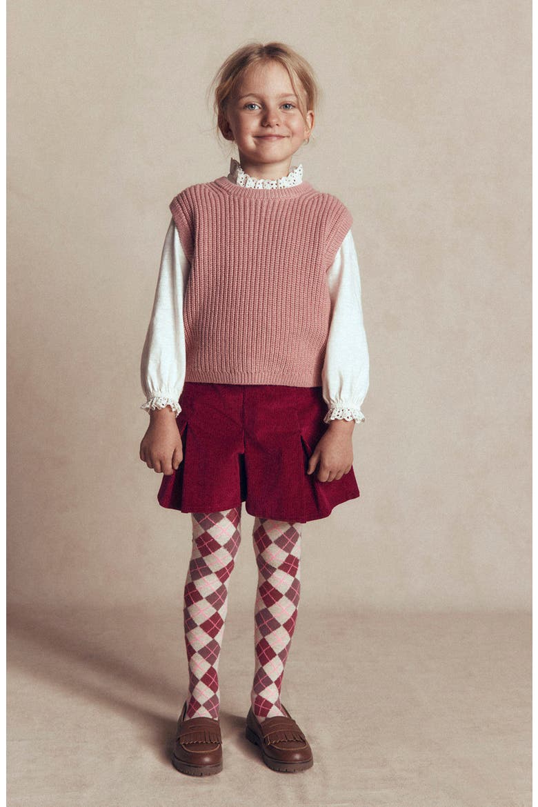 Kids' Pleated Corduroy Skort, Alternate, color, RUMBA RED CORD