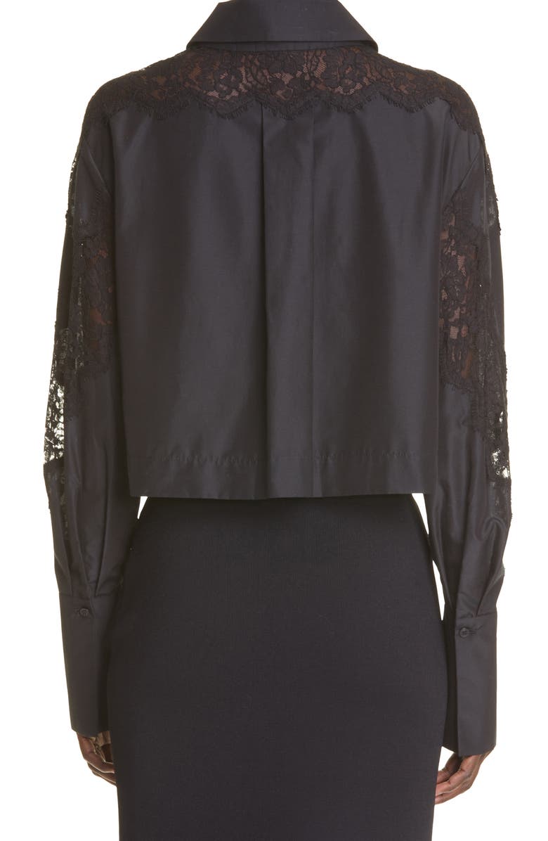 ST. JOHN Collection Lace Trim Cotton & Silk Faille Jacket, Alternate, color, 