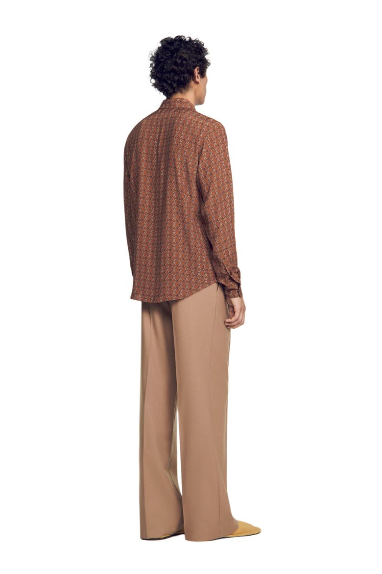 Chain print shirt, Alternate, color, Tobacco brown