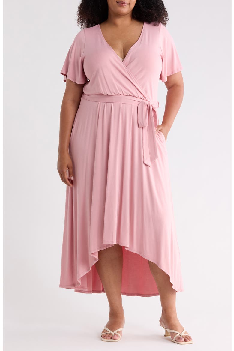 Solid High/Low Dress, Main, color, DUSTY PINK