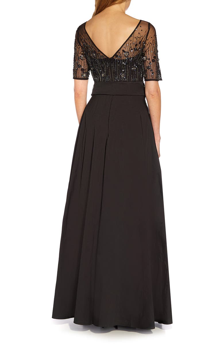 Adrianna Papell Beaded Mesh & Taffeta Ballgown, Alternate, color,