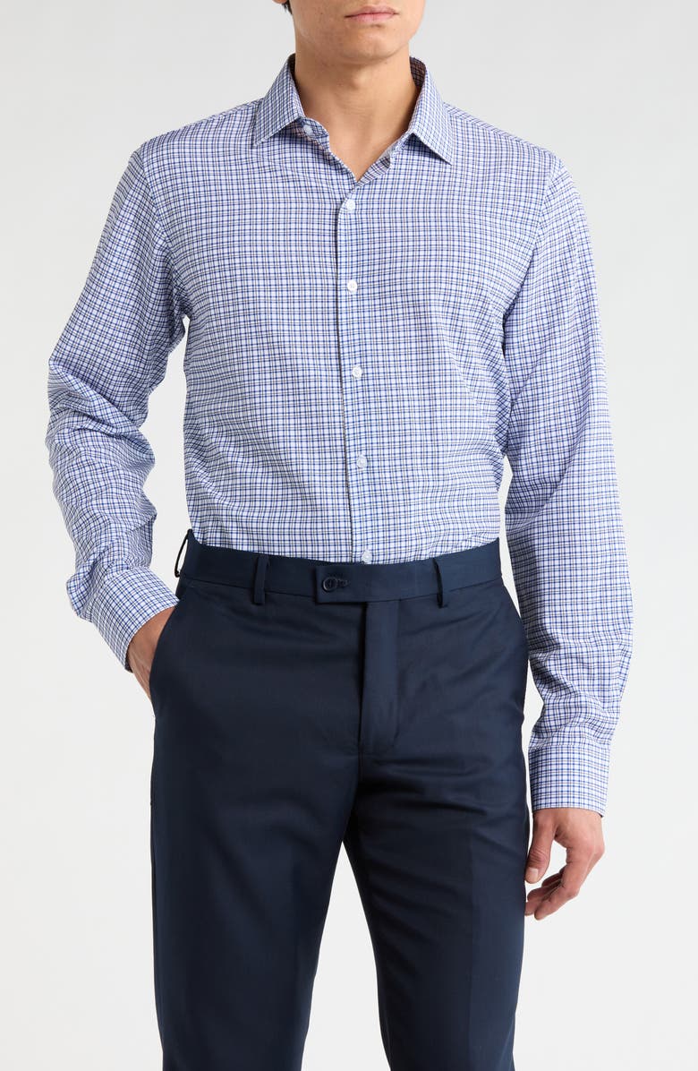 Nautica Trim Fit Dress Shirt, Main, color, Navy Blue