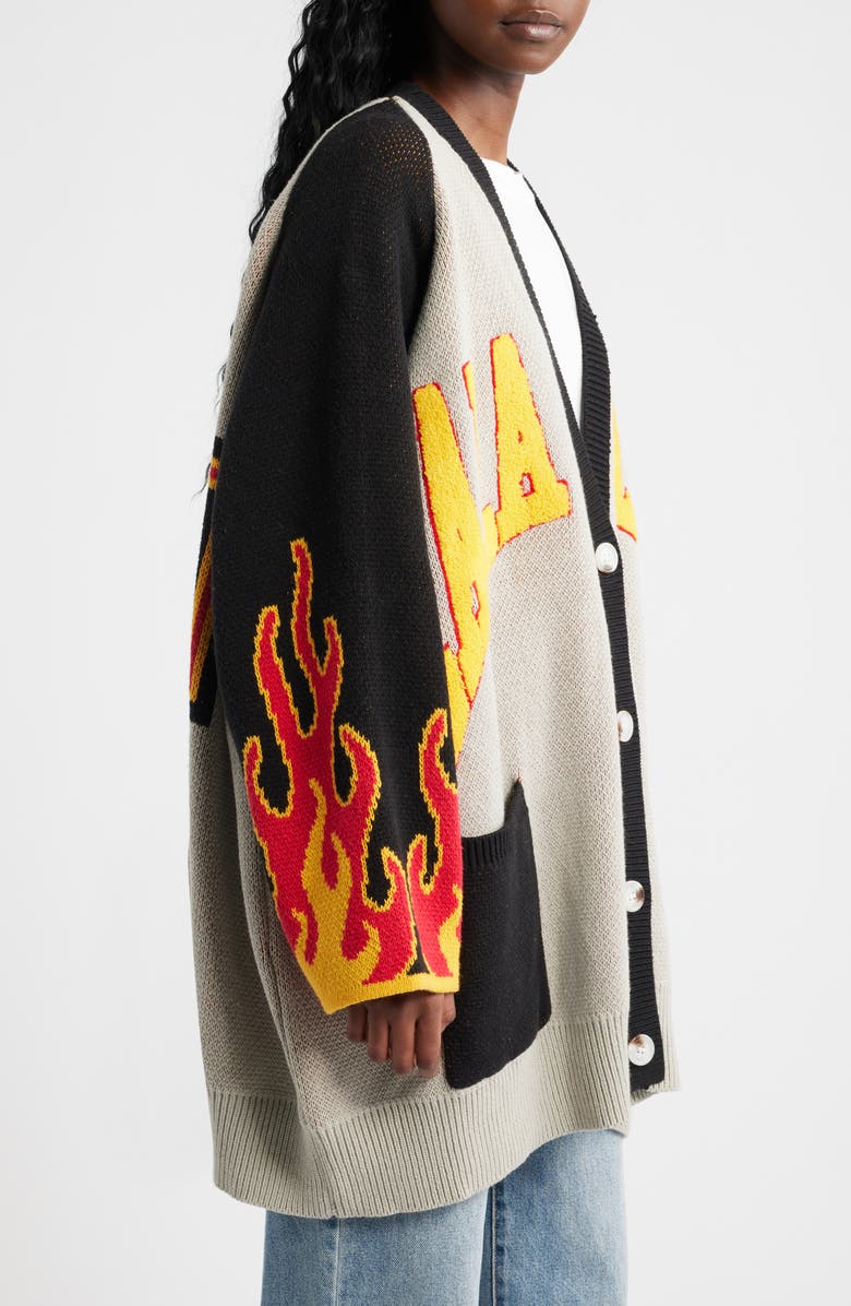 Dressed in Lala Biker Club Oversize Cardigan, Alternate, color, Grey And Black