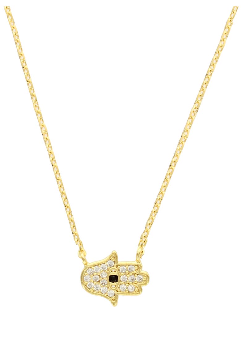 Protect You Hamsa Necklace, Main, color, GOLD BLACK