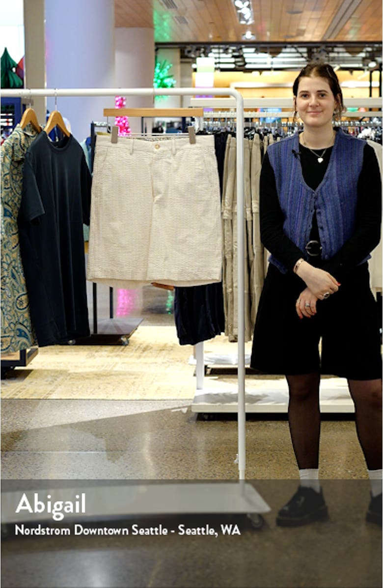 Flat Front Cotton Seersucker Shorts, sales video thumbnail