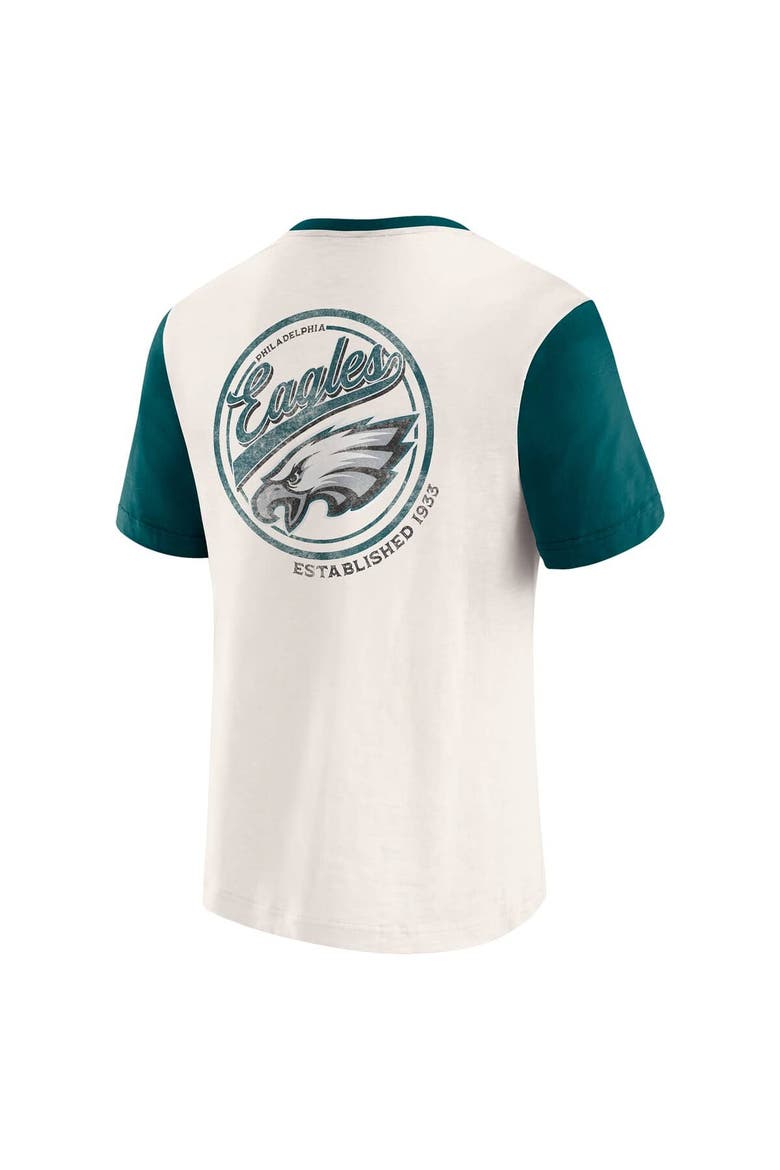 Men's Darius Rucker Collection by Fanatics Cream Philadelphia Eagles Henley Colorblock Slub Pocket T-Shirt, Alternate, color, Cream