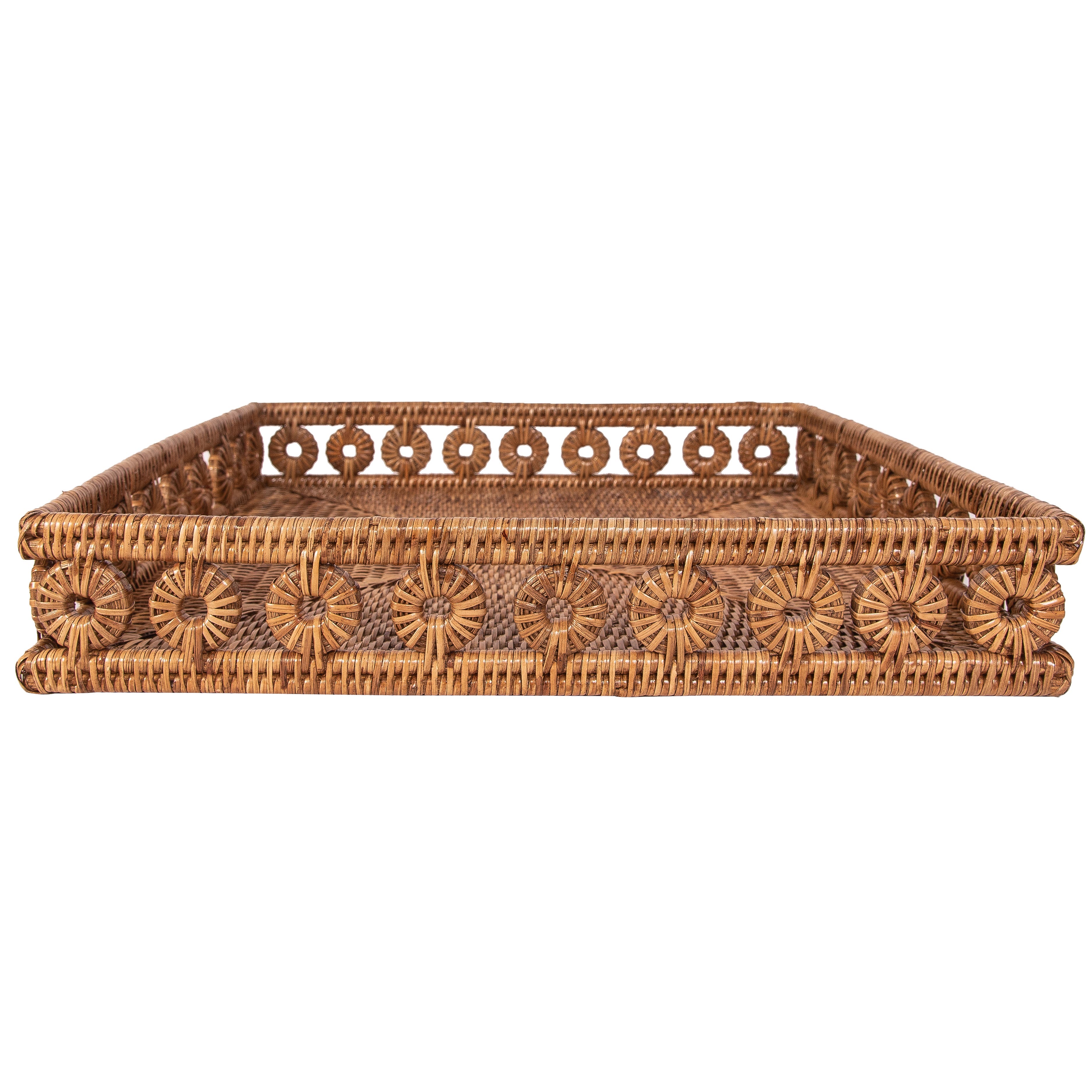 Artifacts Trading Company™ Inna Rattan Square Tray with Glass Insert ...