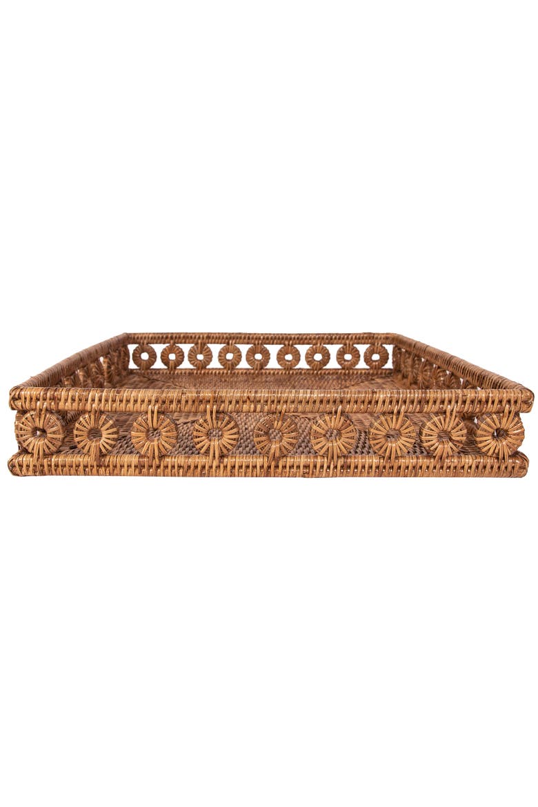 Inna Rattan Square Tray, Alternate, color, Honey Brown