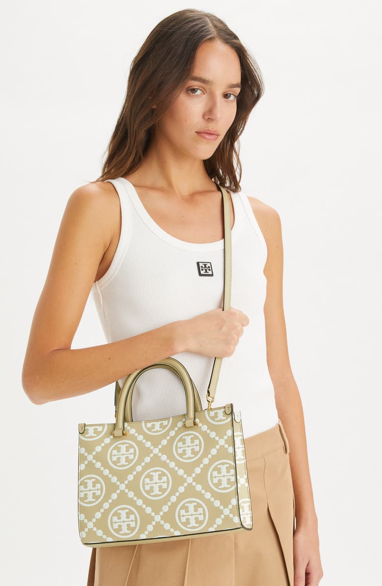 Tory Burch T Monogram Contrast Embossed Tote, Alternate, color, Beige
