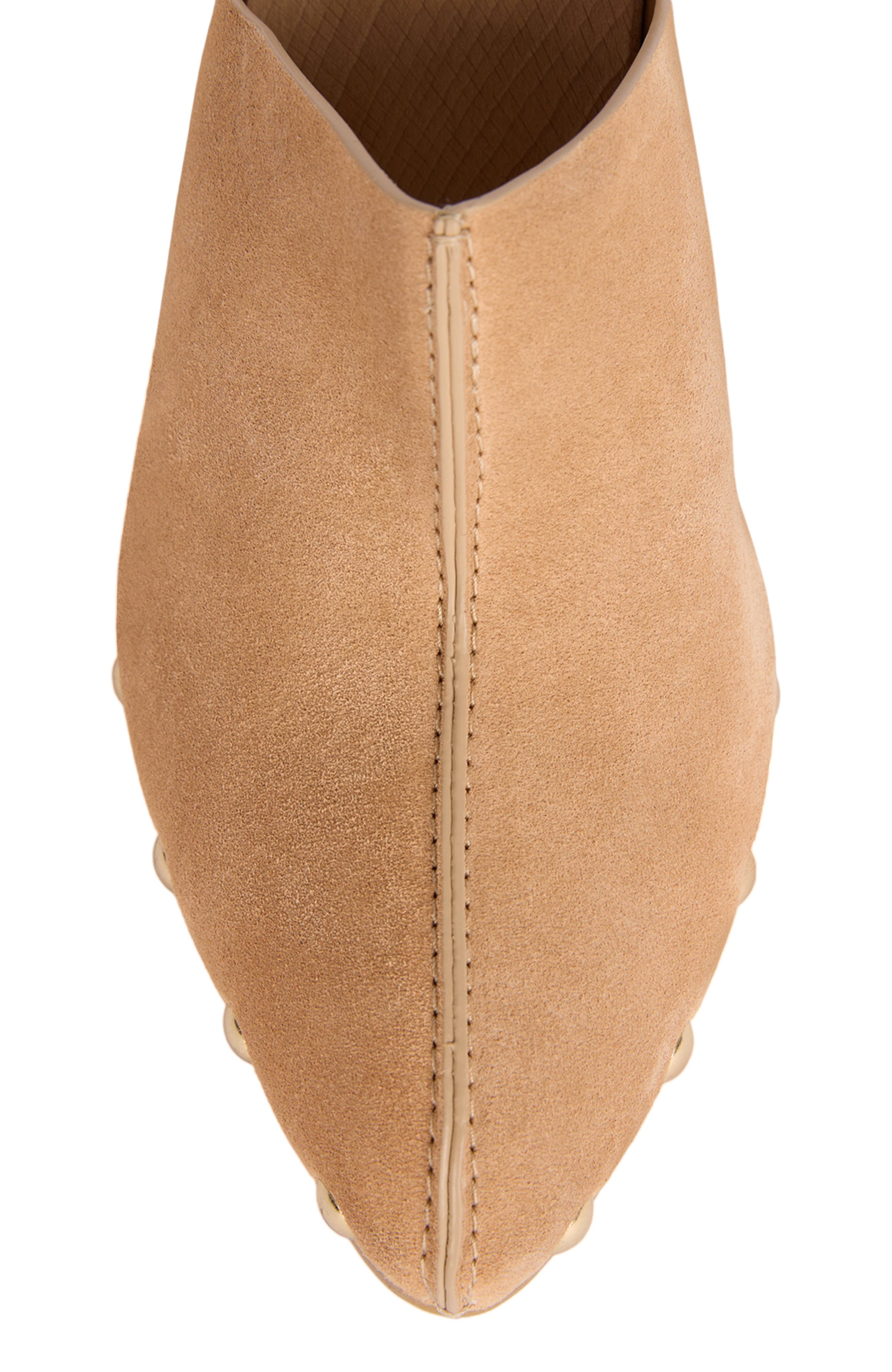 Balmain Wedge clogs in wood and suede, Alternate, color, Beige