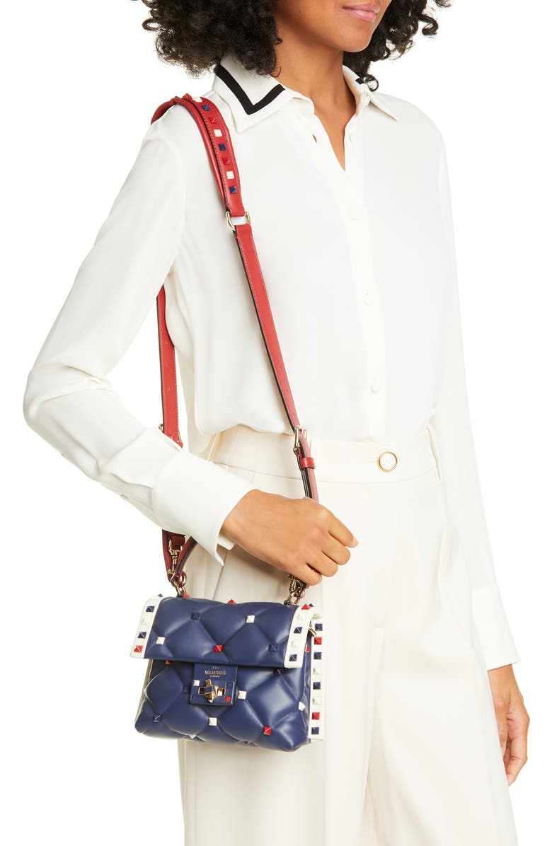 Valentino Garavani Mini Candystud Top Handle Leather Satchel, Alternate, color,