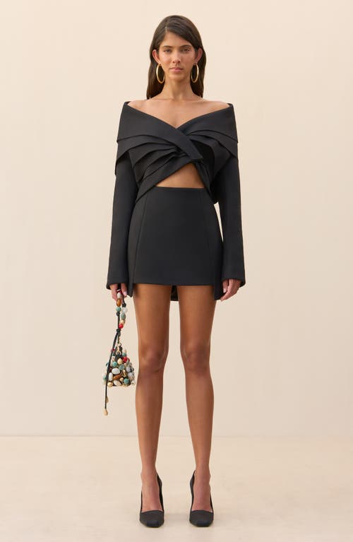 Cult Gaia Angelika Step Hem Wool Blend Miniskirt In Black