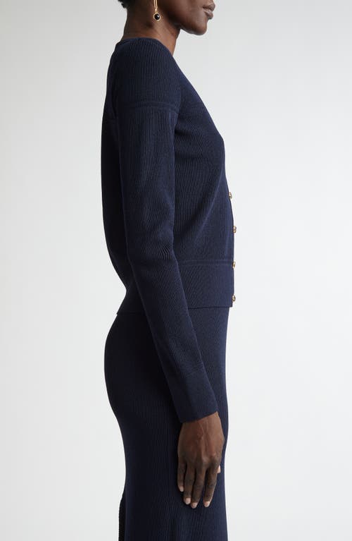 St John St. John Collection Crewneck Cardigan In Midnight