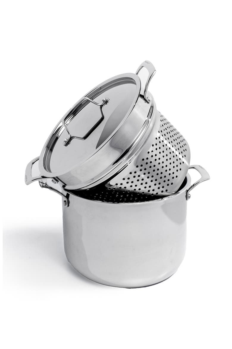 Professional Tri-Ply Stainless Steel Pasta Strainer, Alternate, color, SILVER