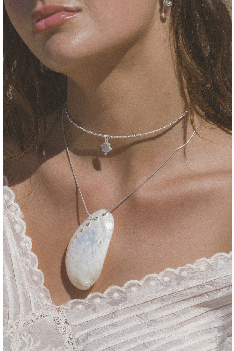 Fire Sky Pendant Collar Necklace, Alternate, color, SILVER