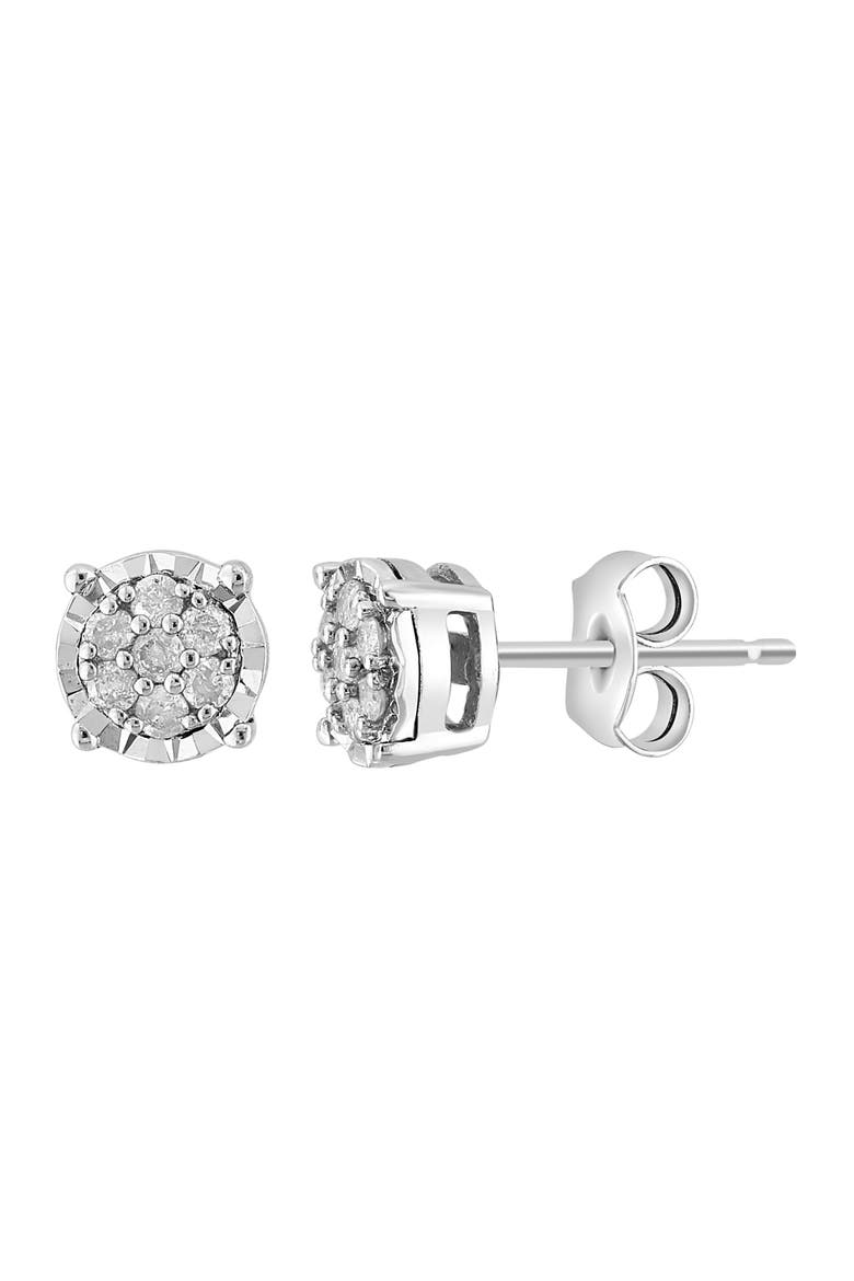 Sterling Silver Diamond Stud Earrings, Alternate, color, SILVER