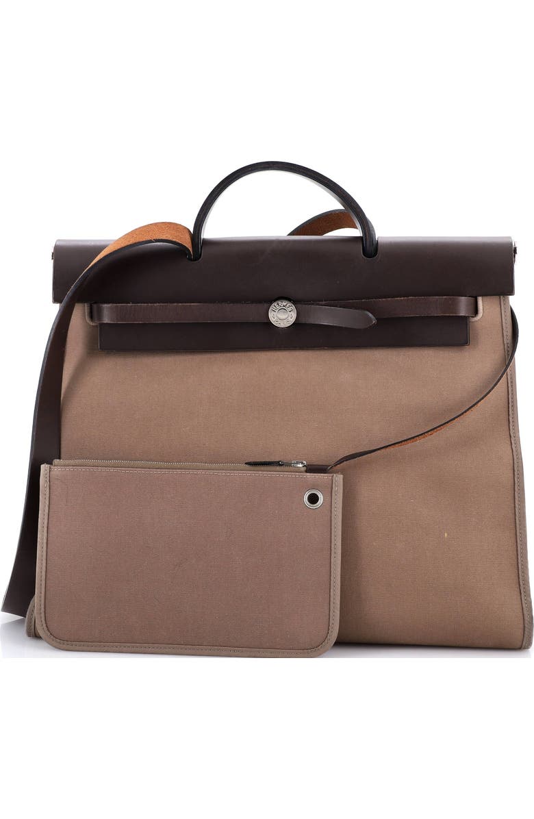 Pre-Owned Hermes Herbag Zip Leather and Toile 39, Alternate, color, Etoupe