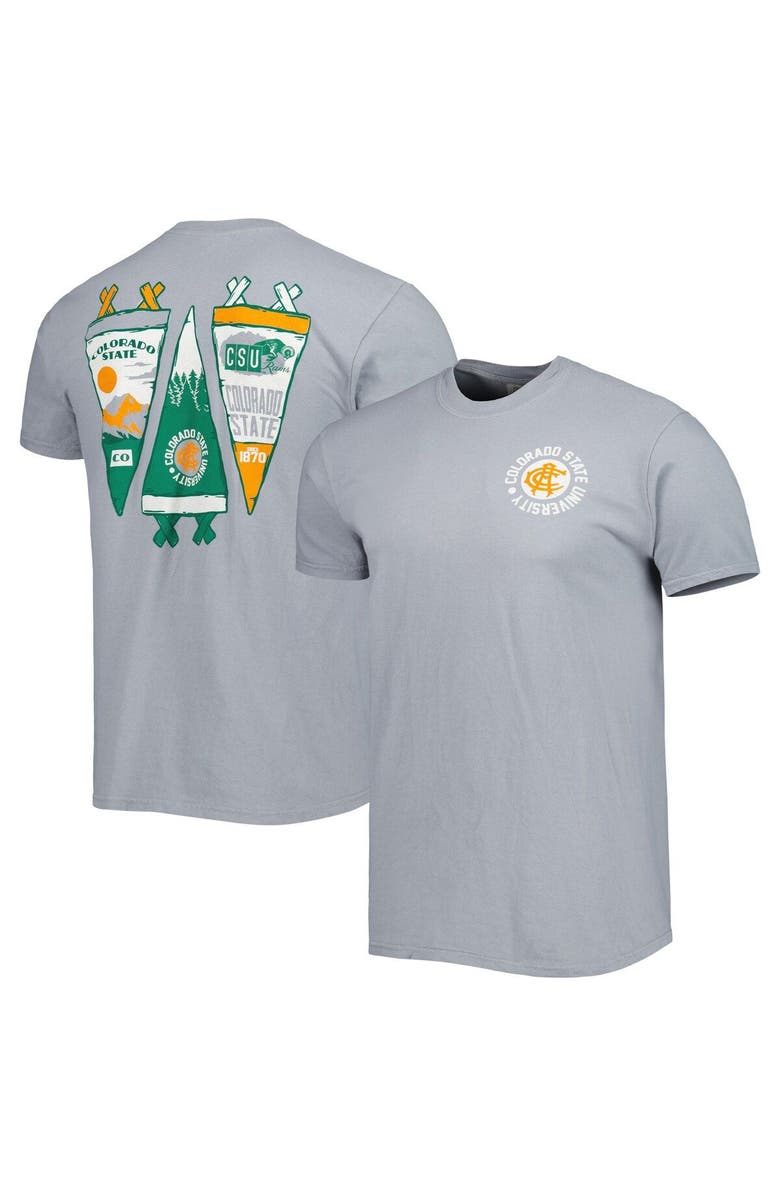 IMAGE ONE Men's Gray Colorado State Rams Pennant Comfort Color T-Shirt, Main, color, 