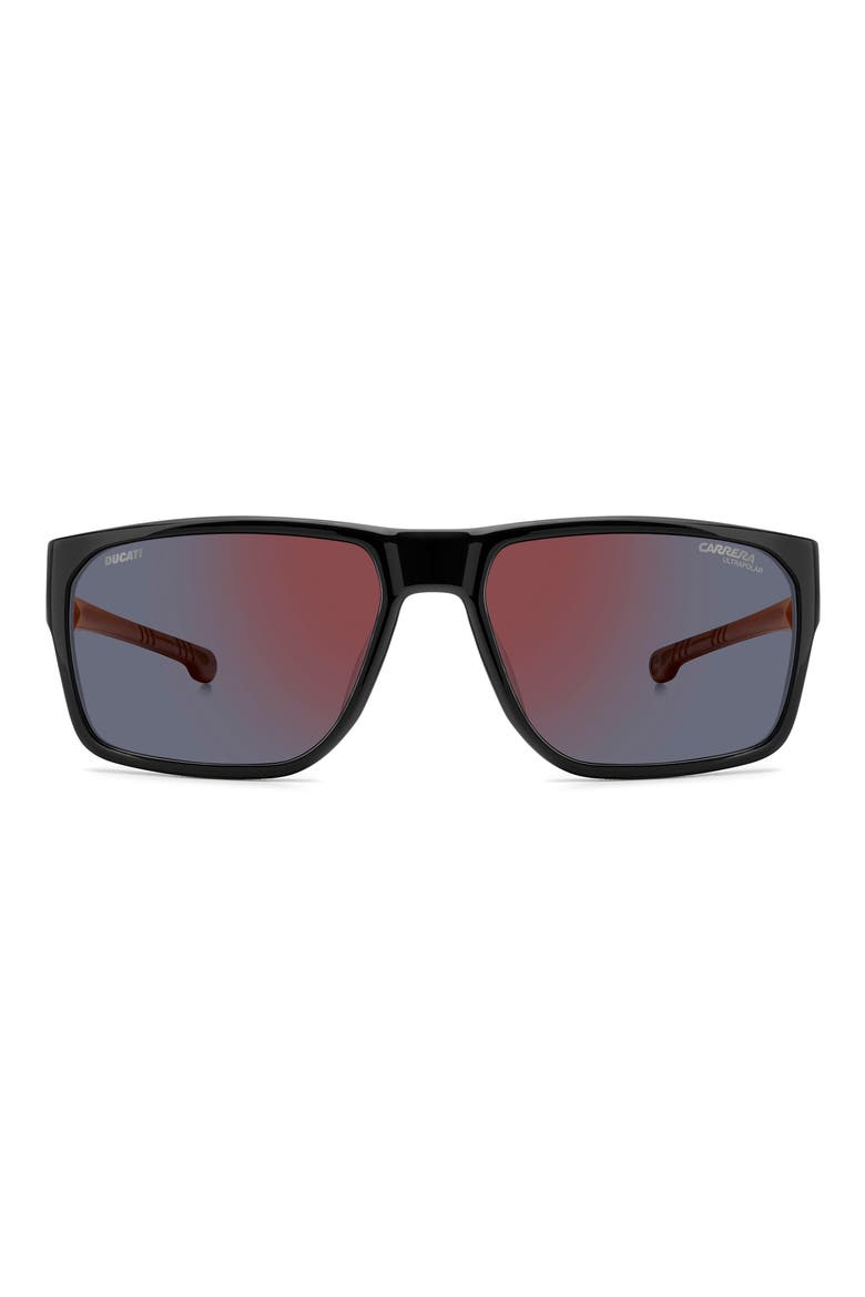 x Ducati 59mm Rectangular Sunglasses, Main, color, BLACK/ RED MIRROR POLAR