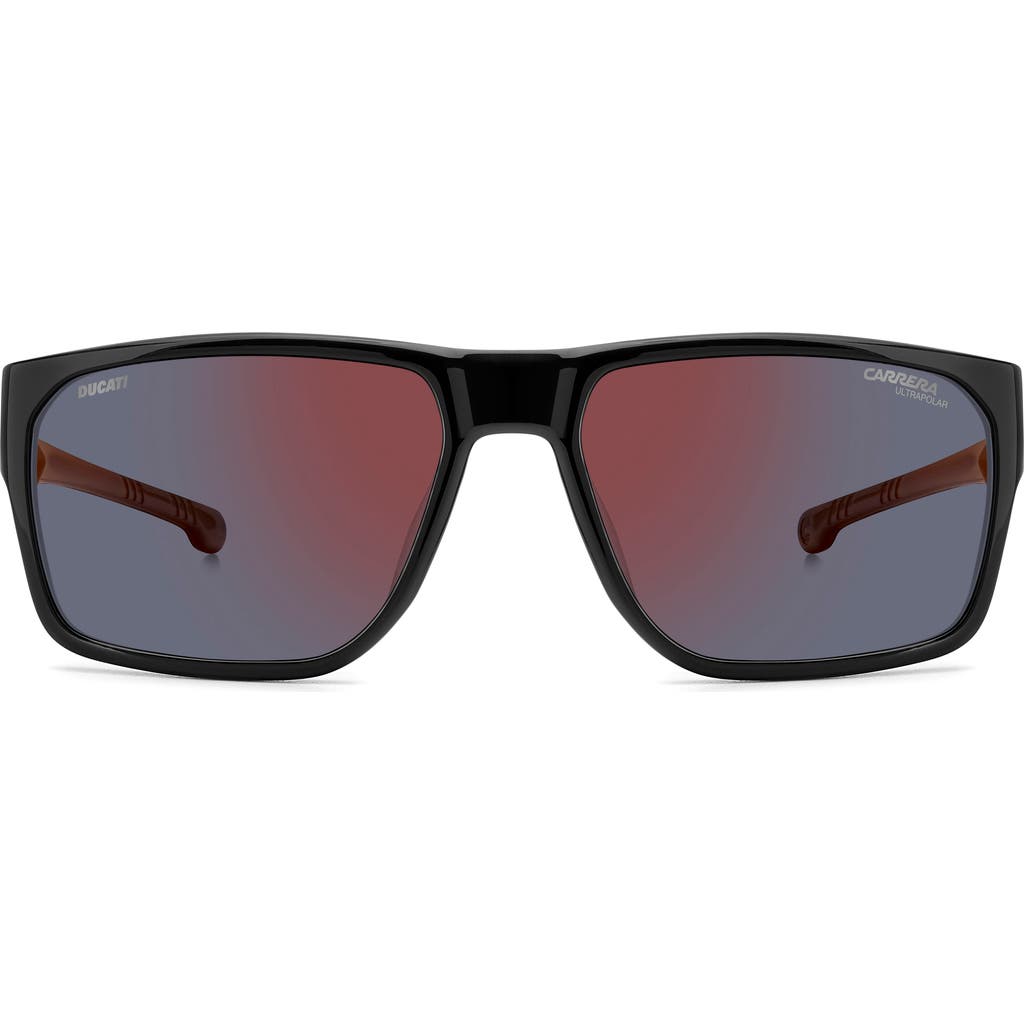 Carrera Eyewear x Ducati 59mm Rectangular Sunglasses in Black/Red Mirror Polar