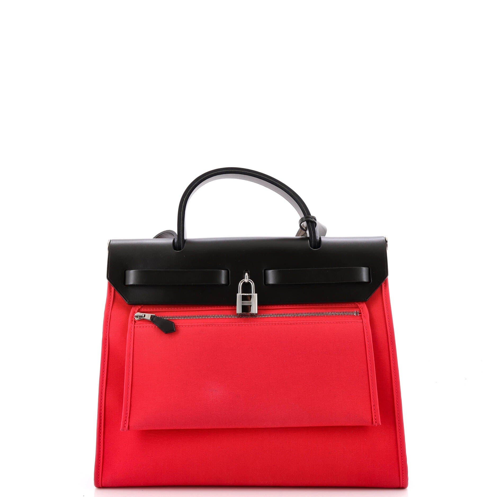 Pre-Owned Hermes Herbag Zip Leather and Toile 31, Alternate, color, Rose Extreme