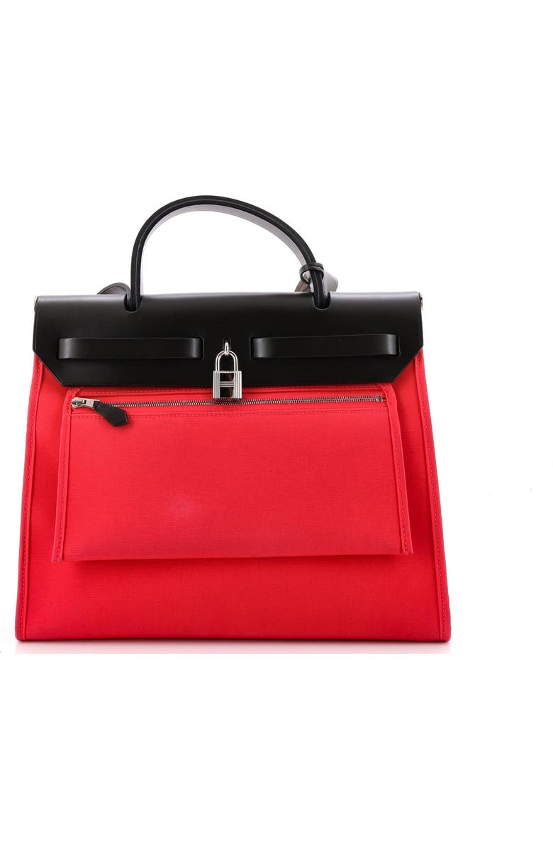 Pre-Owned Hermes Herbag Zip Leather and Toile 31, Alternate, color, Rose Extreme