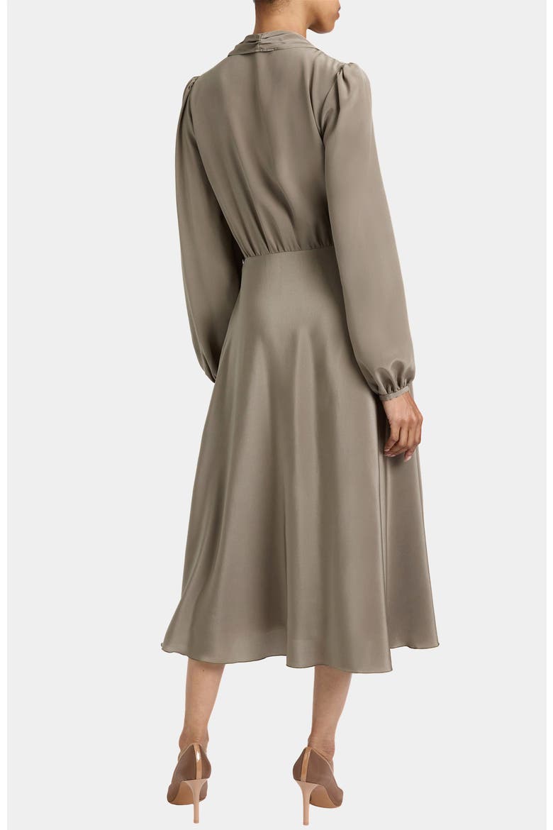 Jenn Silk Tie Neck Midi Dress, Alternate, color, SAHARA