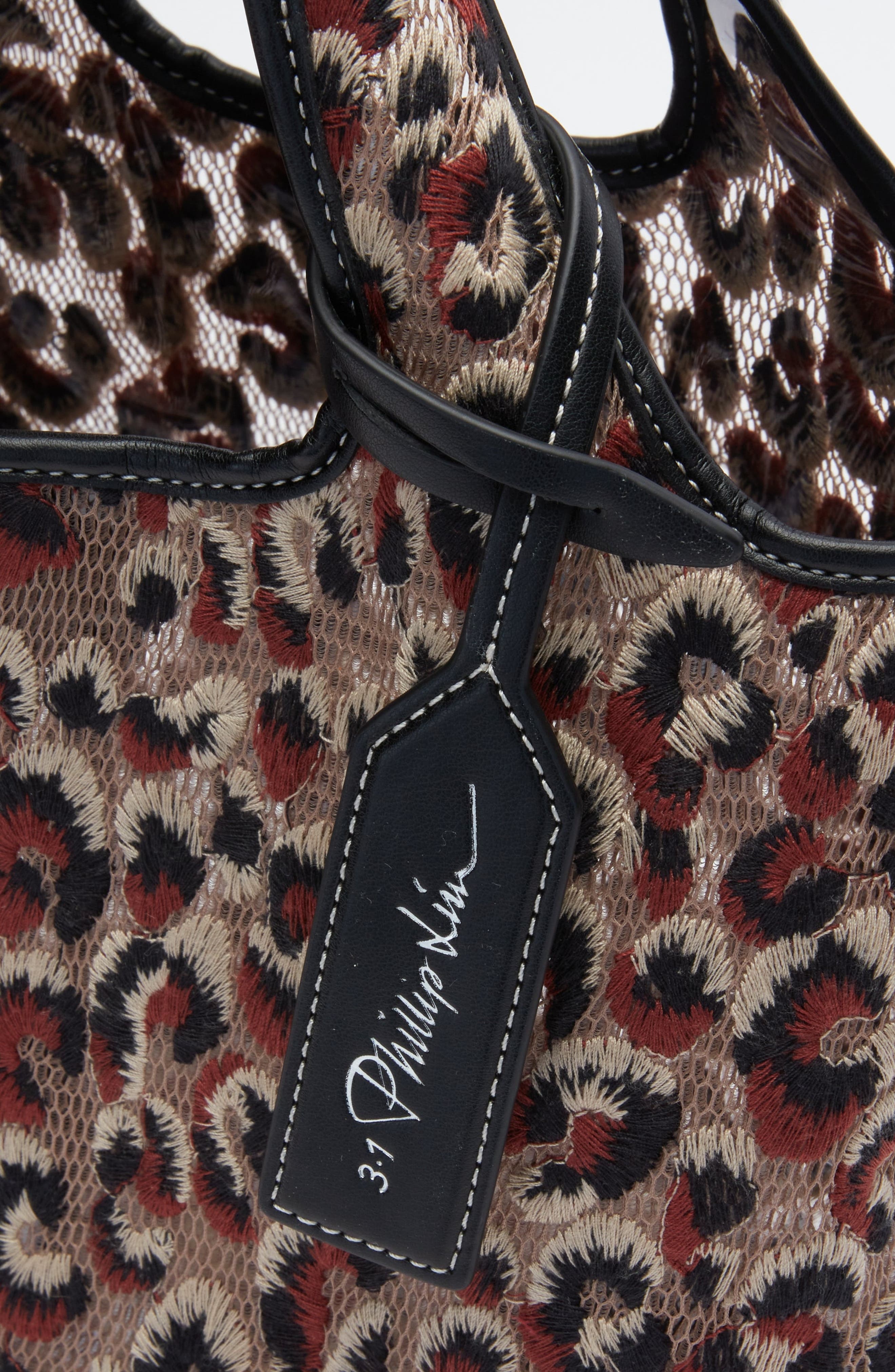 3.1 Phillip Lim Leopard Embroidered Mini Market Tote, Alternate, color, Leopard