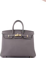 Pre-Owned Hermes Birkin Handbag Grey Togo with Gold Hardware 25