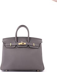 Pre-Owned Hermes Birkin Handbag Grey Togo with Gold Hardware 25