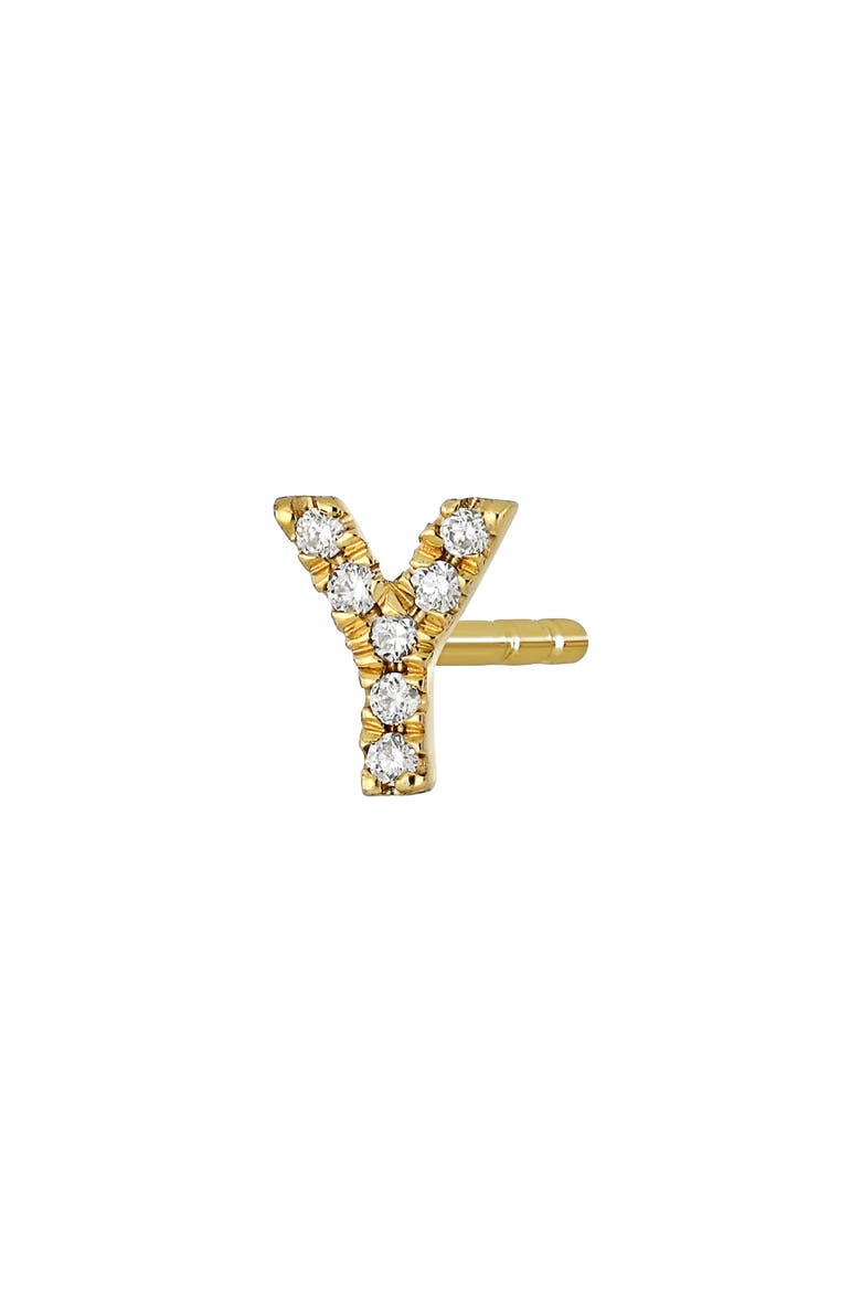 Icon Diamond Initial Single Stud Earring (Nordstrom Exclusive), Alternate, color, 18K YELLOW GOLD - Y