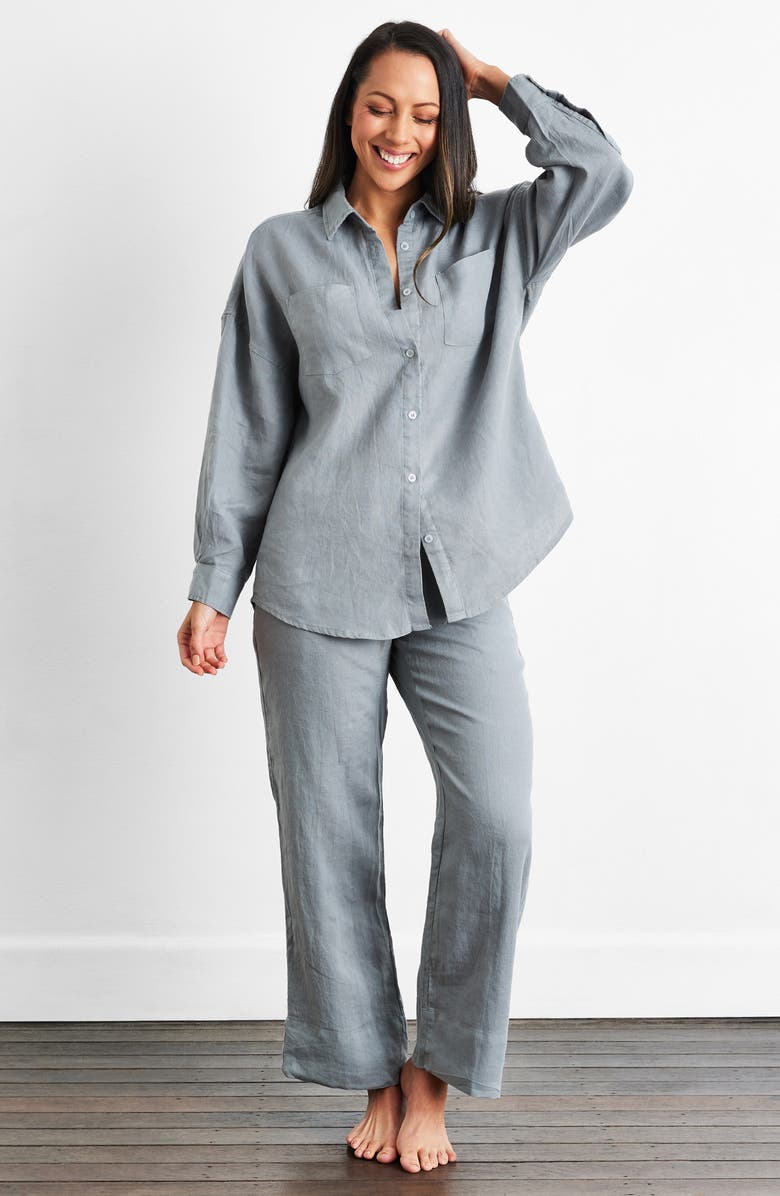 Bed Threads Long Sleeve Linen Button-Up Shirt, Alternate, color, 