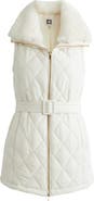 Anne Klein Belted Quilted Faux Fur Collar Vest