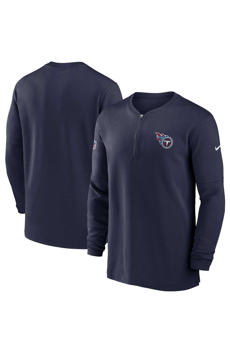 Nike Men's Nike Navy Tennessee Titans 2023 Sideline Performance Long Sleeve Tri-Blend Quarter-Zip Top, Alternate, color, Navy