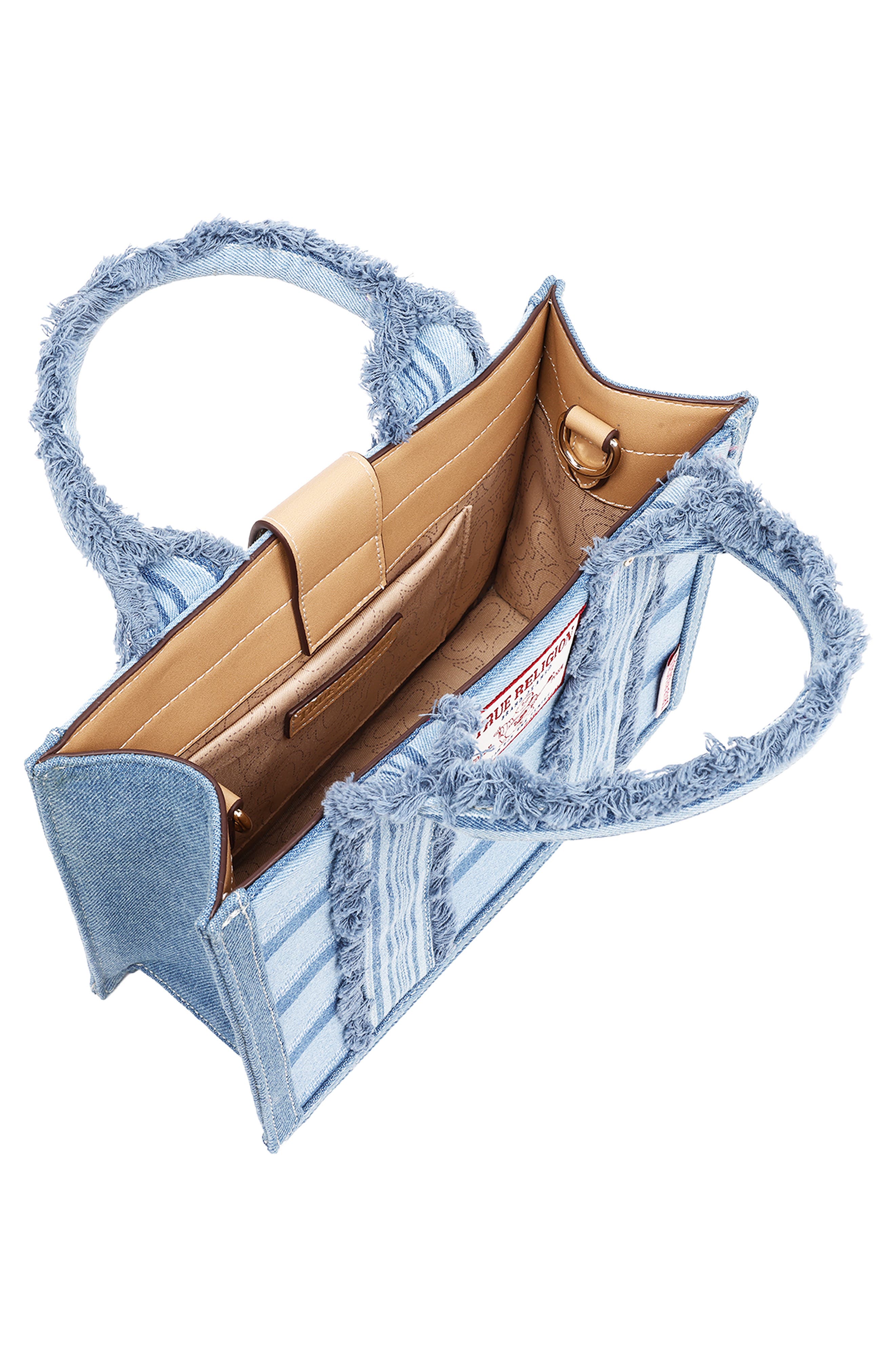 True Religion Multistripe Modern Tote, Alternate, color, Denim/ Blue