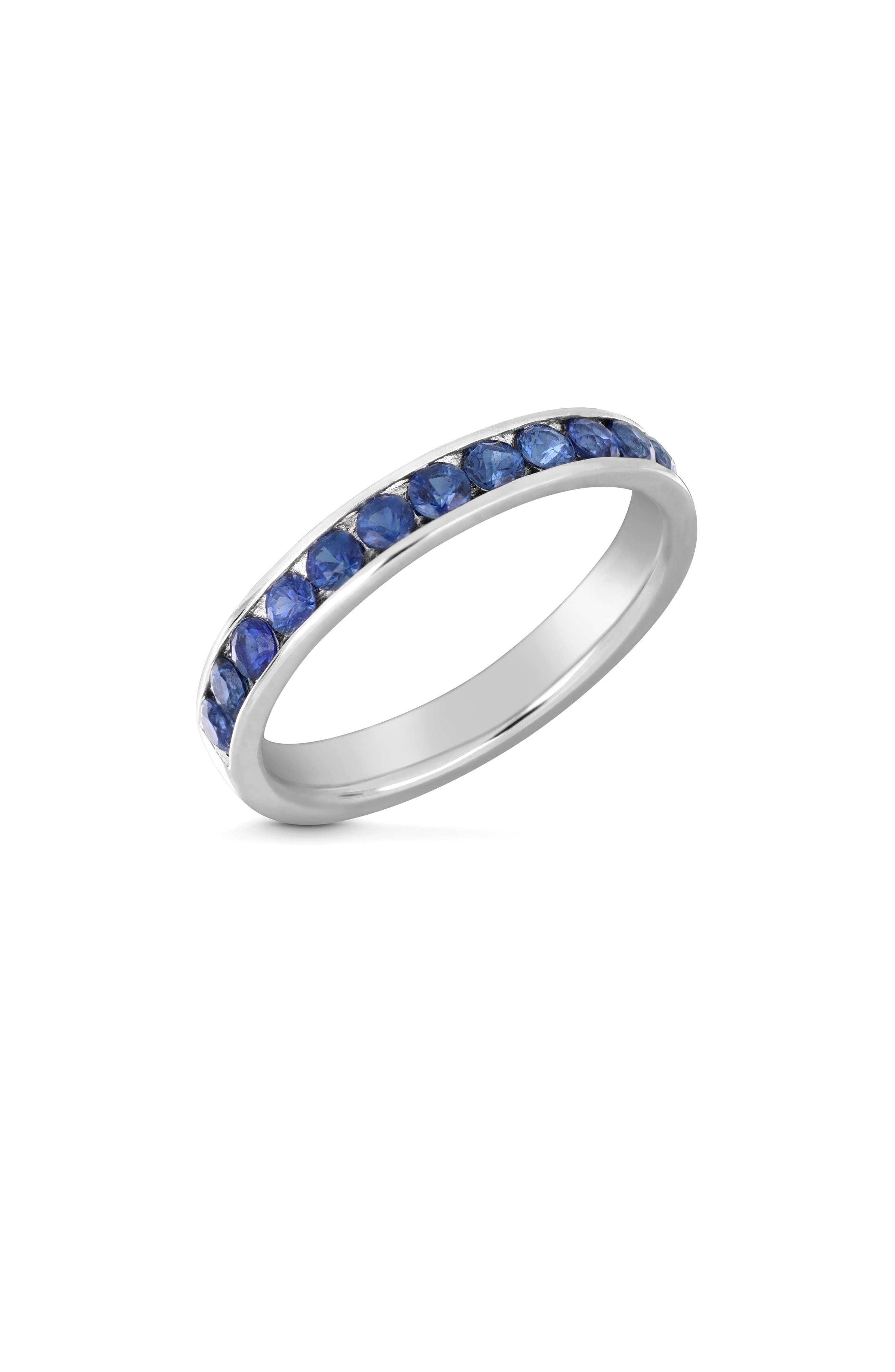 Audrey 18K White Gold Sapphire Stackable Ring