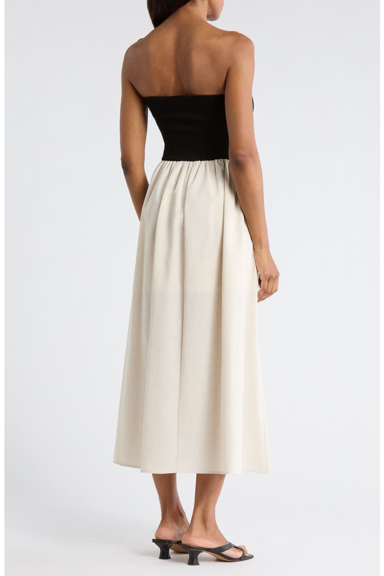 Strapless Midi Dress, Alternate, color, BLACK