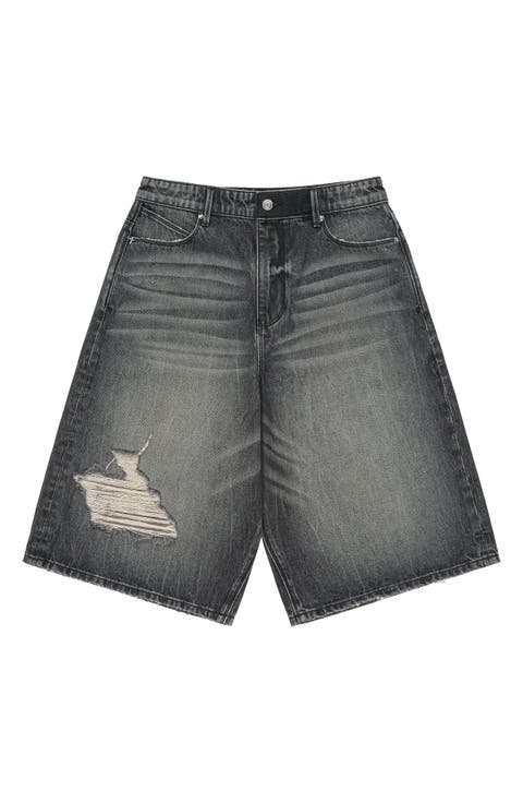 Gustavo Oversize Denim Bermuda Shorts (Ash Faded)