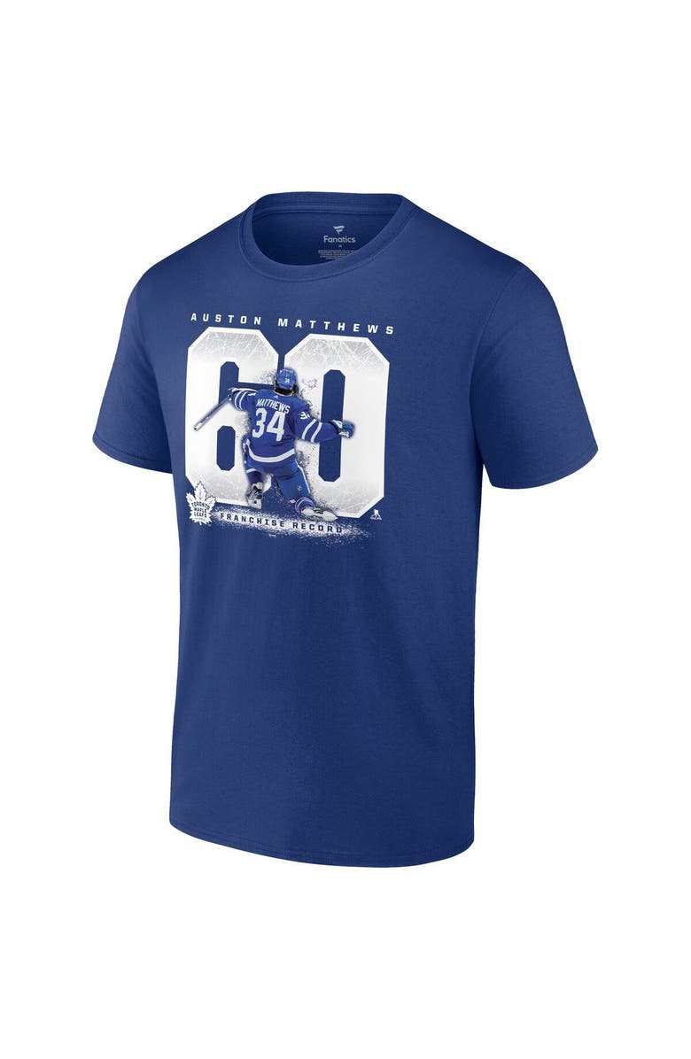 FANATICS Men's Fanatics Branded Auston Matthews Blue Toronto Maple Leafs Goal Record T-Shirt, Alternate, color, Blue
