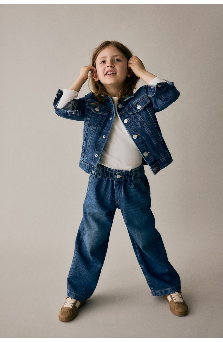 H&M Wide Leg Paper Bag Jeans, Alternate, color, Denim Blue