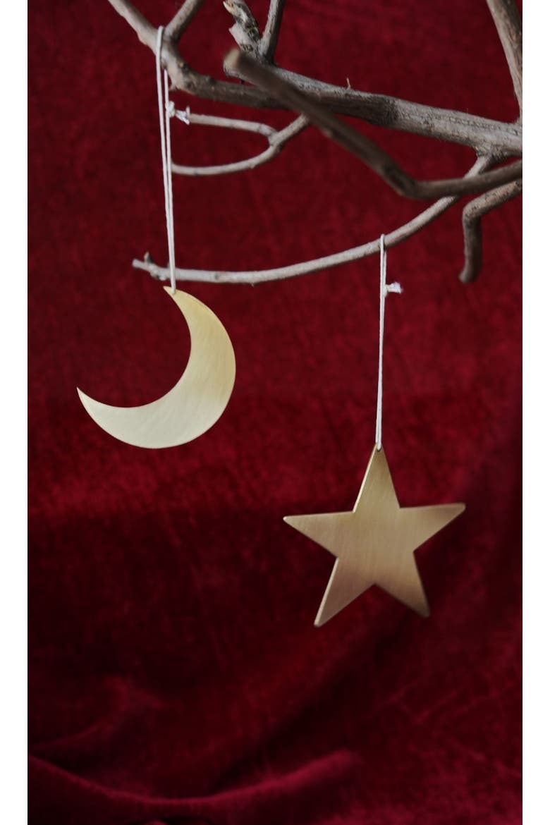 S/5 Crescent Moon and Star Ornament, Alternate, color, Gold