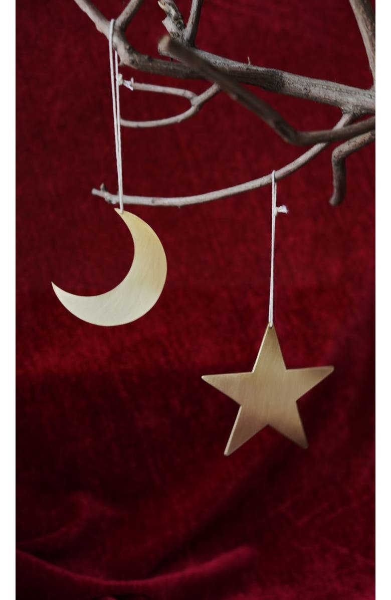 Fleck S/5 Crescent Moon and Star Ornament, Alternate, color, Gold