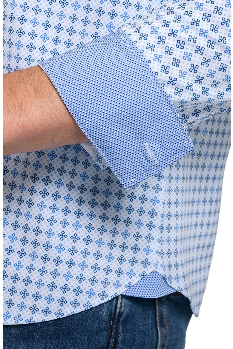Quadruple Diamond Woven Long Sleeve Basic, Alternate, color, WHITE/BLUE