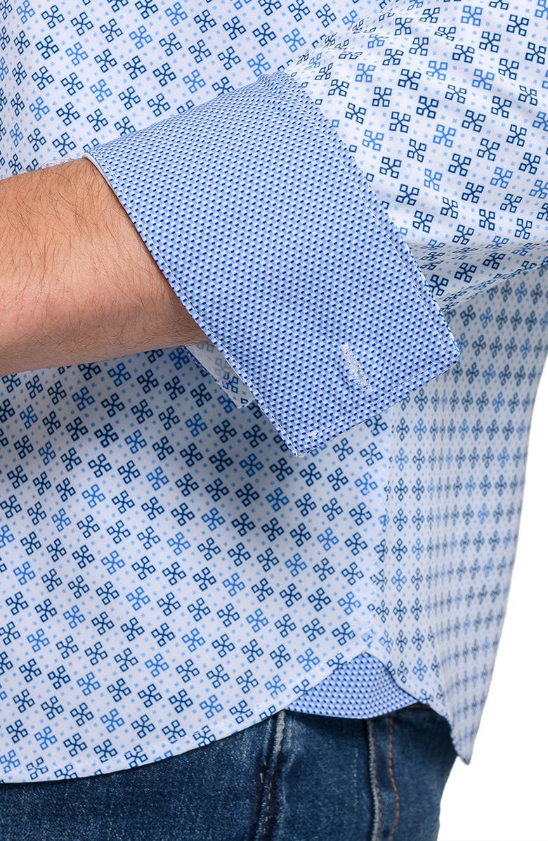 CONSTRUCT Quadruple Diamond Woven Long Sleeve Basic, Alternate, color, White/Blue