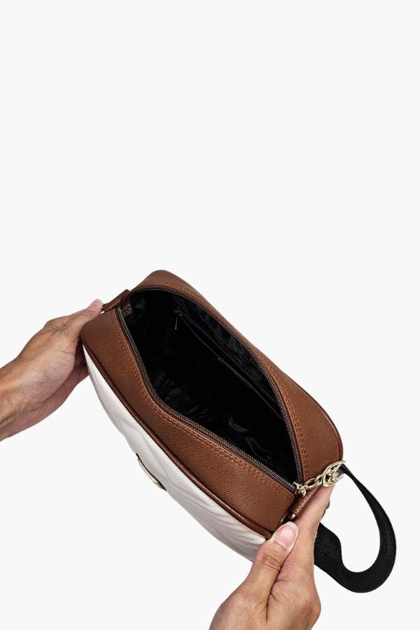Poesie Crossbody Bag 190, Alternate, color, Black / Camel Brown / White