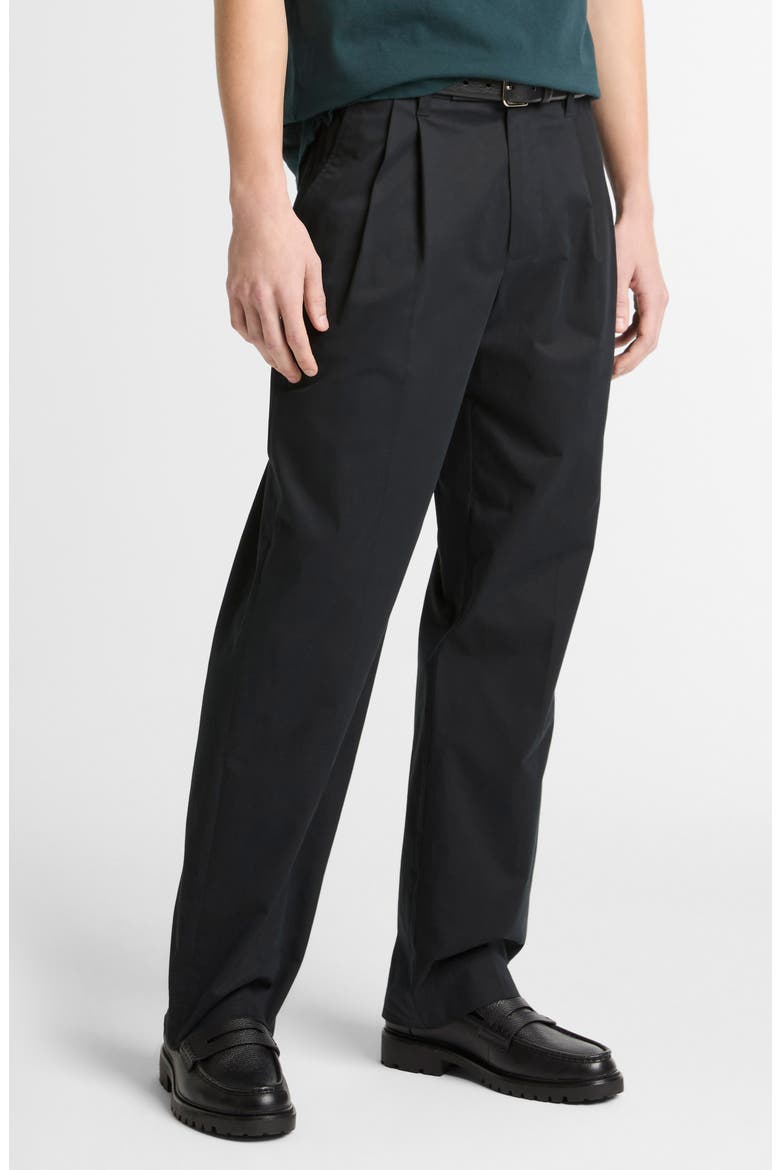 Louie Pleated Stretch Cotton Pants, Alternate, color, BLACK