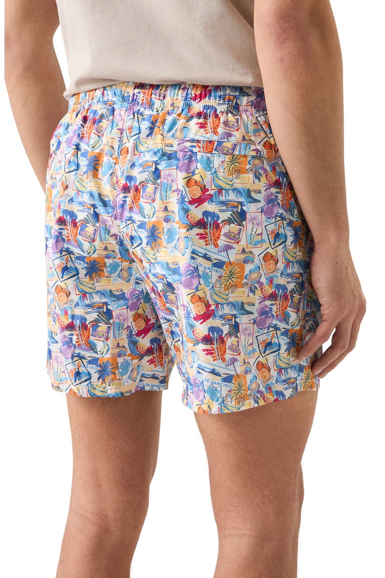 Postcard Print Swim Trunks, Alternate, color, WHITE