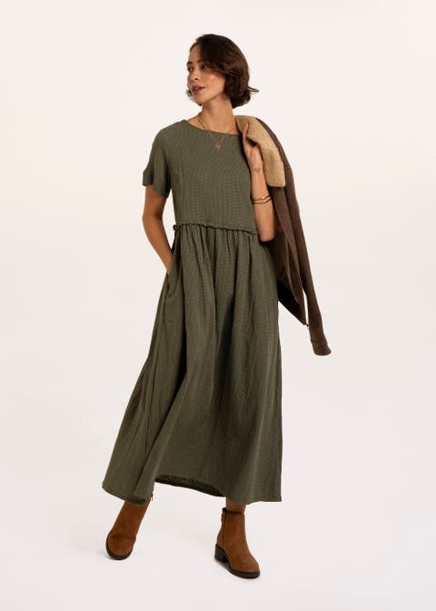 Perla Crinkle Check Maxi Dress