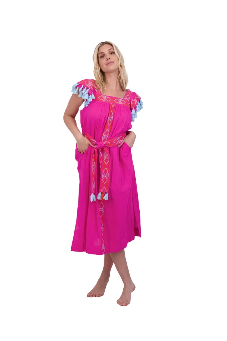 Maxi Sandrine Women's Dress Raspberry Embroidery, Main, color, Pink