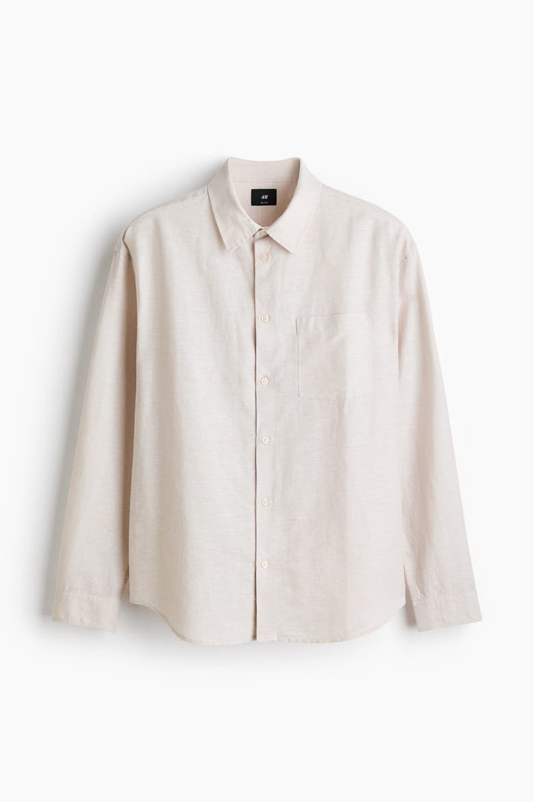 Relaxed Fit Linen-blend Shirt, Alternate, color, Light beige
